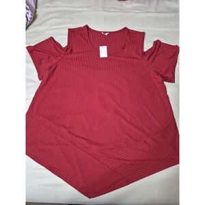 Womens 22/24 Dark Red Cold Shoulder Top (S1536)
